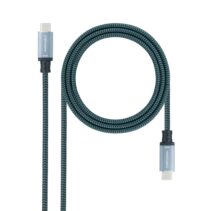 Nanocable Cable USB-C - Longitud 3m - 20Gbps - Carga de 100W - 5A - Video 4K a 60Hz - Chip E-mark - Compatible con Thunderbolt 3 - Conectores de Aluminio - Color Gris y Negro