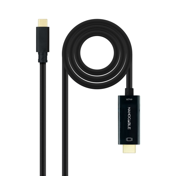 Nanocable Cable Conversor de Video - USB-C a HDMI 1.4 - 4K a 30Hz - Longitud 1.8m - Macho a Macho - Color Negro