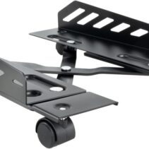 Tooq Soporte de Suelo para CPU - 4 Ruedas Giratorias - 2 Ruedas con Freno de Bloqueo - Ajustable de 160 a 300mm de Ancho - Soporta 25kg - Plegable - Acero - Color Negro