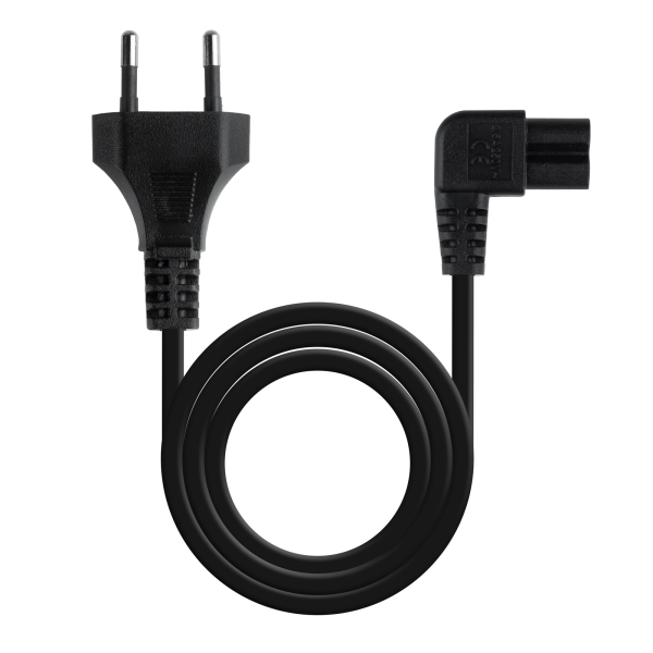 Nanocable Cable de Alimentacion - Longitud 3m - Acodado 90 Grados - Clavija CEE7/16 - Conector C7 - Macho a Hembra - Color Negro