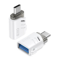 XO NB256B Adaptador OTG - USB-A Macho a USB-C Hembra - Carga y Datos - Aleacion de Aluminio - Universal - Plug and Play - Llavero - Color Blanco
