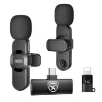 XO MC14 Microfono Inalambrico de Solapa - Cancelacion de Ruido - 100Hz-10kHz - Alcance 15m - USB-C - Clip - Peso Ligero de 7g - 58x16x29mm - Color Negro