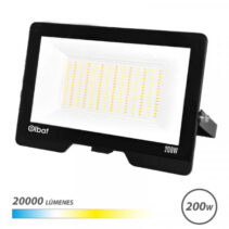Elbat Serie Lumax Foco LED - Potencia 200W - Flujo Luminoso 20.000lm - CCT 3 en 1 - 3000K / 4000K / 6500K - IP65 - Apertura 120º - Exterior - Vida Util hasta 50.000h - 380x260x28mm - Color Negro