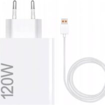 Xiaomi 120W HyperCharge Combo Cargador de Pared para Smartphone USB-A 120W + Cable - Identificacion Inteligente de Dispositivos - Color Blanco