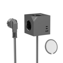 Coolbox Cubik Magnet Cubo Multienchufes de Sobremesa con 3 Tomas + 2x USB-C 20W max. - 1x USB-A 15W max. - Cable de 1