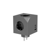 Coolbox Cubik Cubo Multienchufes con 3 Tomas + 2x USB-C 20W max. - 1x USB-A 15W max.  - Color Gris
