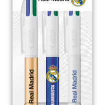 Bic 4 Colours Real Madrid CF Pack con 3 Boligrafos de Bola Retractil - 3 Diseños Diferentes - Punta Media de 1.0mm