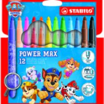 Stabilo Power Max Patrulla Canina Pack de 12 Rotuladores de Punta Gruesa con Diseños de la Patrulla Canina - Trazo 3mm - Tinta Lavable - No se Seca - Colores Surtidos