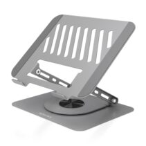 Aisens Soporte Sobremesa XL para Portatil / Tablet - Giratorio y Ajustable - Rotacion 360° - Plegable y Compacto - Antideslizante - Compatible 10-17" - Color Gris