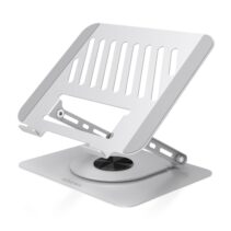 Aisens Soporte Sobremesa XL para Portatil / Tablet - Giratorio y Ajustable - Rotacion 360° - Plegable y Compacto - Antideslizante - Compatible 10-17" - Color Plata