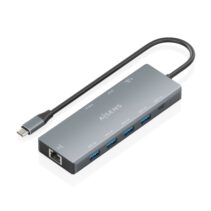 Aisens USB-C Dock 9 en 1 - USB-C a 1xHDMI - 1xDisplayPort - 1xRJ45 - 4xUSB-A 5G - 1xUSB-C 5G - 1xUSB-C PD 100W - 20cm - Color Gris