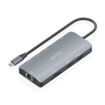 Aisens USB-C Dock 12 en 1 - USB-C a 2xHDMI - 1xRJ45 - 3xUSB-A - 1xUSB-C - 1xUSB-C PD 100W - 1xSD - 1xMicroSD - 20cm - Color Gris