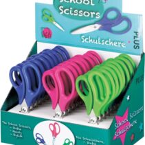 Plus Expositor con 24 Tijeras Escolares 14.5cm - Punta Redondeada - Ergonomicas - Colores Surtidos