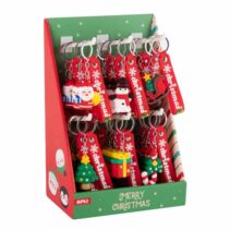 Apli Navidad Expositor con 24 Llaveros - 6 Diseños Navideños Diferentes - Ideales para Regalar