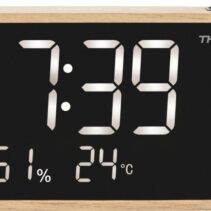 Thomson Radio Reloj Despertador con Proyeccion - Radio FM - Visualizacion Temperatura Interior - Angulo Proyeccion Ajustable - Color Madera