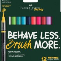 Faber-Castell Multimark Acrylic Brush Dopamin Pack con 12 Rotuladores Acrilicos Punta Pincel - Trazo de 1 a 6mm - Tinta Acrilica a Base de Agua - Colores Surtidos