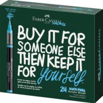 Faber-Castell Multimark Acrylic Brush Caja con 24 Rotuladores Acrilicos Punta Pincel - Trazo de 1 a 6mm - Tinta Acrilica a Base de Agua - Colores Surtidos