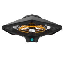 Cecotec ReadyWarm 2000 Power Ceiling Estufa Halogena de Techo para Exterior - Potencia de 2000W - Proteccion IP34 - 3 Niveles de Calor - Mando a Distancia - Luz LED Independiente - Color Negro