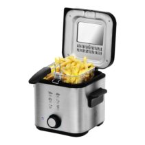 Cecotec Cleanfry Infinity 1500 Freidora Electrica - Potencia de 900W - Capacidad de 1.5L - Filtro Incluido - Cubeta Antiadherente - Tapa con Ventana - Acero Inoxidable - Control de Temperatura