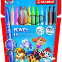 Stabilo Power Patrulla Canina Pack con 12 Rotuladores con Diseños de la Patrulla Canina - Punta Media de 2mm - Tinta Lavable - Capuchon Ventilado - Colores Surtidos