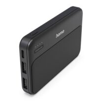 Hama Power Pack Pocket-5 Bateria Externa Powerbank 5000mAh - Polimero de Litio - USB-C - USB-A - Carga Rapida - 2 Conexiones de Salida - Indicador LED de Carga - Color Negro