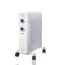 Daewoo DW9503 Radiador de Aceite - Potencia 2000W - 9 Elementos - Termostato Regulable - Ruedas - Asa de Transporte - Indicador Luminoso - Color Blanco