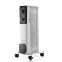 Daewoo DW9504 Radiador de Aceite - Potencia 1000W - 5 Elementos - Termostato Regulable - Ruedas - Asa de Transporte - Funcionamiento Automatico - Color Blanco y Negro
