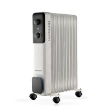 Daewoo DW9506 Radiador de Aceite - Potencia 2000W - 9 Elementos - Termostato Regulable - Ruedas - Asa de Transporte - Funcionamiento Automatico - Color Blanco y Negro