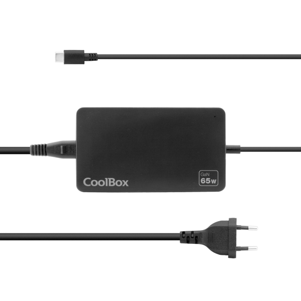 Coolbox NB65 Cargador de Pared GaN 65W - USB‑C - PD3.0 Para Carga Rapida Inteligente - Seleccion Automatica de Voltaje - Color Negro