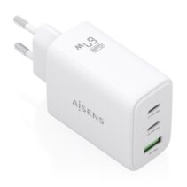 Aisens Cargador GAN 67W - 2x USB-C PD3.0 QC4.0 - 1xUSB-A QC3.0 - Color Blanco