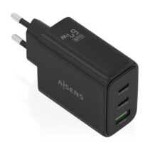 Aisens Cargador GAN 67W - 2x USB-C PD3.0 QC4.0 - 1xUSB-A QC3.0 - Color Negro