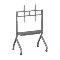 Aisens FTF90E-467 ECO Soporte de Suelo para Pantallas Interactivas/TV de 55 a 90" - Motorizado - Bandeja Multiusos - Peso Max. 90kg - Ruedas - Color Gris