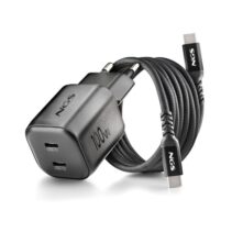 NGS Bud 100W-C Nano Cargador GaN Universal de Pared 100W Ultrarapido - 2x USB-C PD3.0 PPS - Color Negro