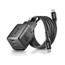 NGS Bud 65W-C Nano Cargador GaN Universal de Pared 65W Ultrarapido - 2x USB-C PD3.0 PPS - Color Negro