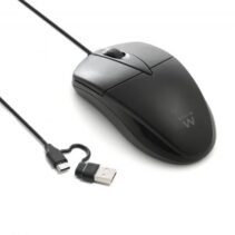 Ewent EW3301 Raton con Cable - 1200dpi - Longitud del Cable 1.50m - Conexion USB-C y USB-A - Color Negro