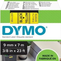 Dymo LM D1 40918 Cinta de Etiquetas Original para Rotuladora - Texto Negro sobre Fondo Amarillo - Ancho 9mm x Largo 7m