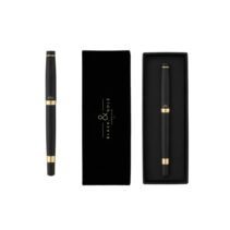 Dohe Black & Gold Boligrafo con Capuchon - Tinta Color Azul - Acabado en Negro Mate - En Estuhe para Regalo