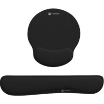Natec ChipMunk 2 en 1 Alfombrilla para Raton y Reposamuñecas para Teclado - Alfombrilla 230x200mm - Resposamuñecas 460x86mm - Base de Goma Antideslizante - Color Negro